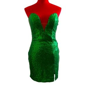 Jovani Green Sequin Fitted Cocktail Dress Size 2 NEW